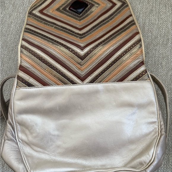 Vintage Sharif Designs Brown and Tan Geometric Shoulder Bag